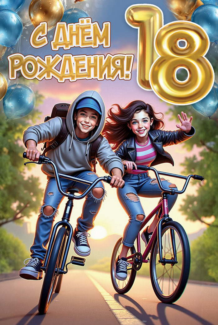 

5.0000862 Открытка А5 С Днем рождения! 18 (уни) С текстом УФ-лак